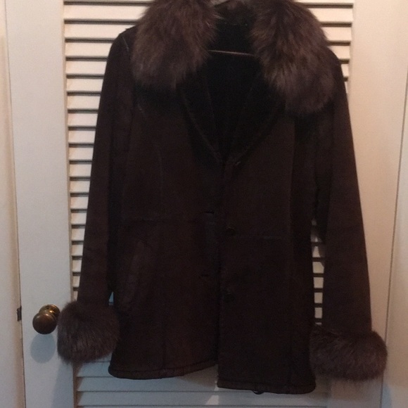 Genuine Suede and Fox Winter Coat - Picture 7 of 17